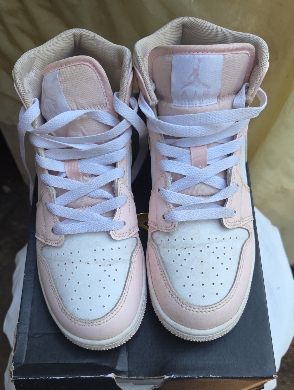 Air-inspired Pink and White High-Top Sneakers